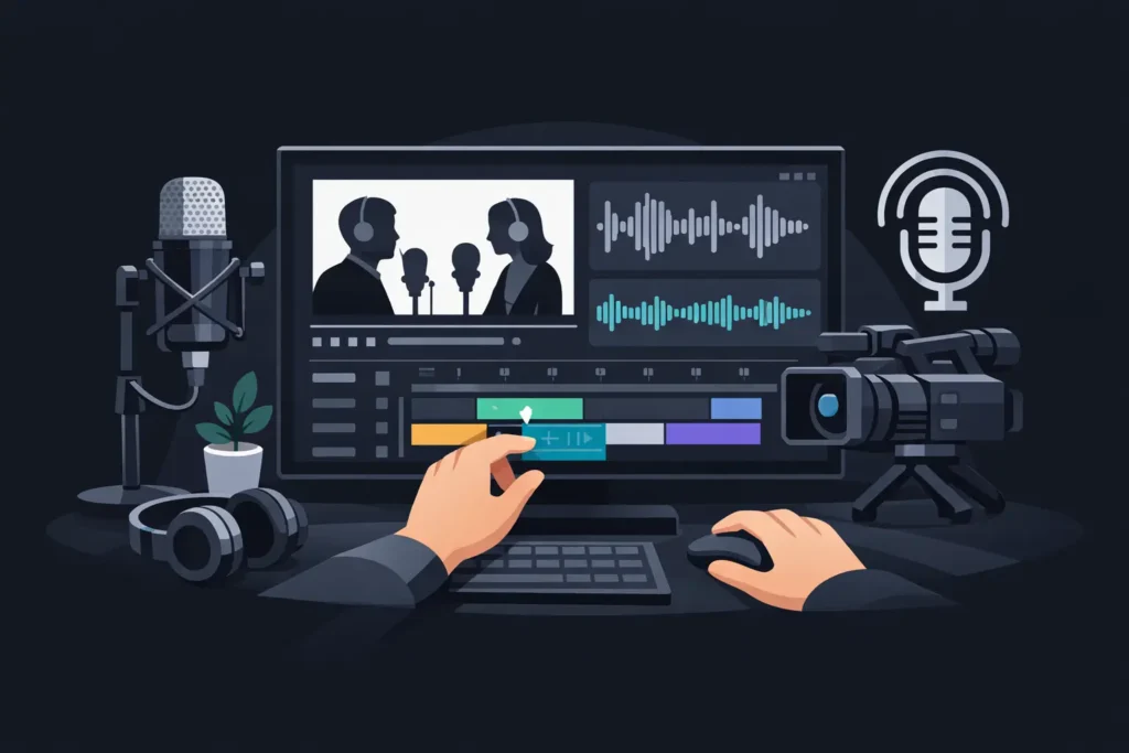 Editor de vídeo para podcasts de empresas